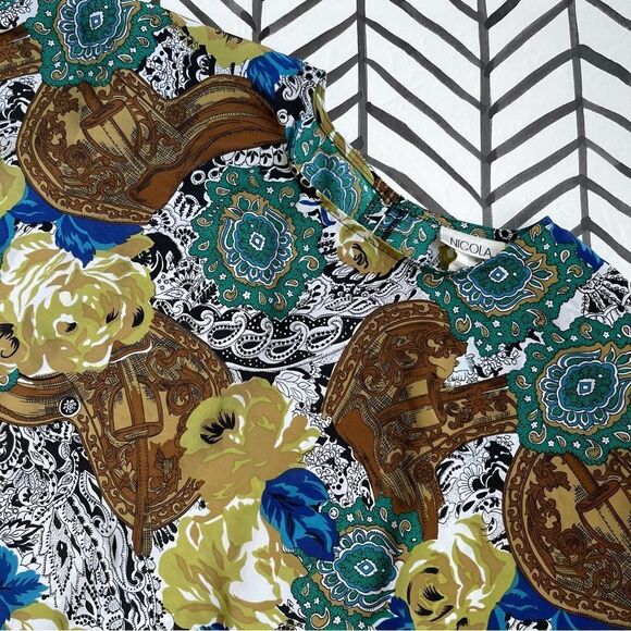 Nicola Vintage Patterned Short Sleeve Blouse - Picture 1 of 4